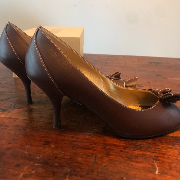 J. Crew Phoebe Leather Peep Toe Heels - Picture 3 of 6